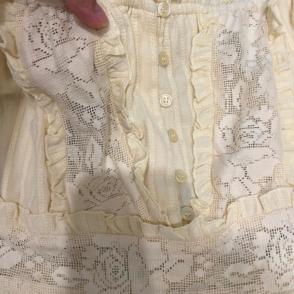 NWT Love Sam Babette Off The Shoulder Yellow Lace Trim Top - Picture 5 of 11